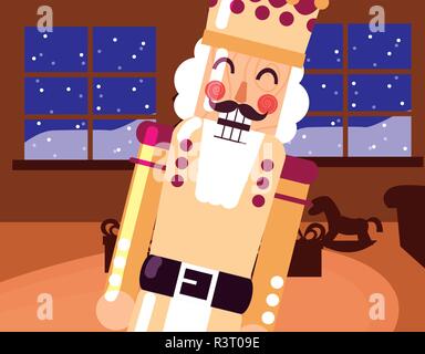 Christmas tree and nutcracker icon over colorful background, vector illustration Stock Vector