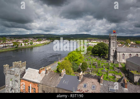 Ireland, County Limerick, Limerick City, elevated view of St. Munchin's Catholic Church Stock Photo