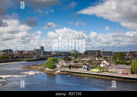 Ireland, County Limerick, Limerick City, elevated city view along the River Shannon Stock Photo