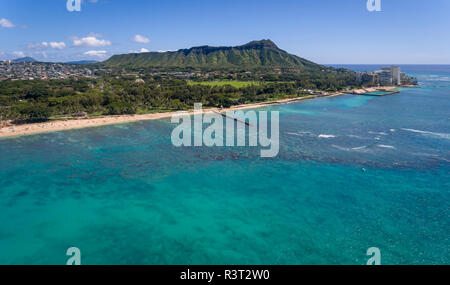 Aerial view of Diamond Head in Honolulu Hawaii Stock Photo