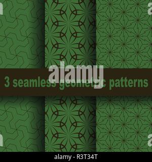 3 seamless geometric patterns. Stock Vector