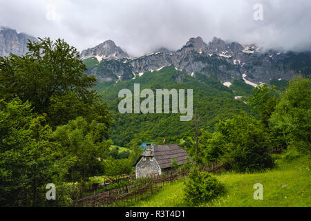 Albania, Kukes County, Rragam, Albanian Alps, Valbona National Park, old farm house Stock Photo