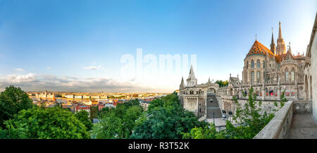 Hungary, Budapest, View from Fishermans Bastion, panoramic view Stock Photo
