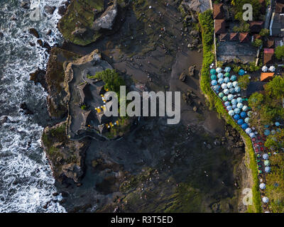 Indonesia, Bali, Aerial view of restaurant at Tanah Lot-temple Stock Photo