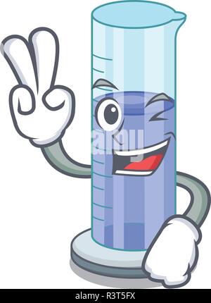 Two finger graduated cylinder icon in outline character Stock Vector