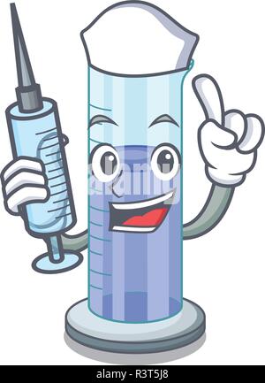 Nurse graduated cylinder icon in outline character Stock Vector