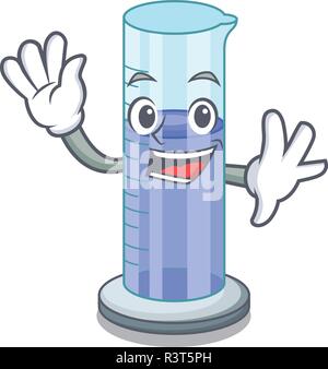 Waving graduated cylinder icon in outline character Stock Vector