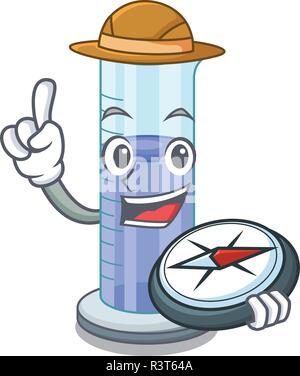 Explorer graduated shaped cylinder Isolated on cartoon Stock Vector