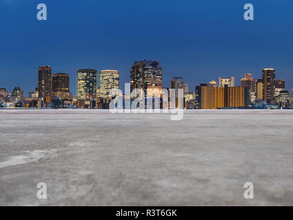 Modern buildings in the city, with empty concrete floor. City background Stock Photo