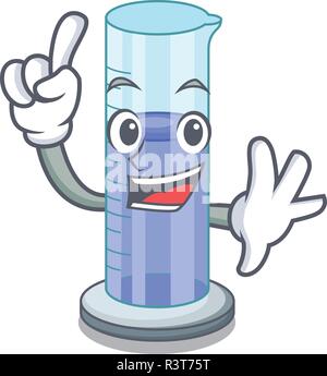 Finger graduated cylinder on for cartoon trial Stock Vector