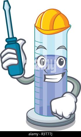 Automotive graduated cylinder on for cartoon trial Stock Vector