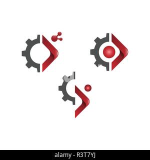 Tech gear logo concept- vector logo concept illustration. Abstract logo sign. Gear technology logo. Vector logo template. Stock Vector