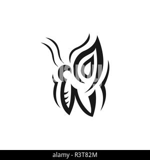 Abstract butterfly icon vector in tribal flat style for web, graphic and mobile design. Butterfly icon vector isolated on white background Stock Vector