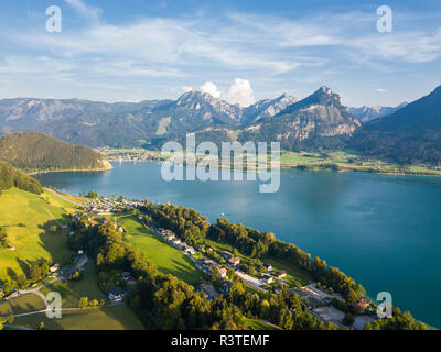 Austria, Salzkammergut, Sankt Wolfgang, Aerial view of Lake Wolfgangsee Stock Photo