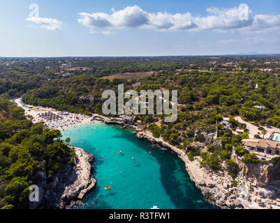 Spain, Balearic Islands, Mallorca, Aerial view of Cala Llombards Stock Photo