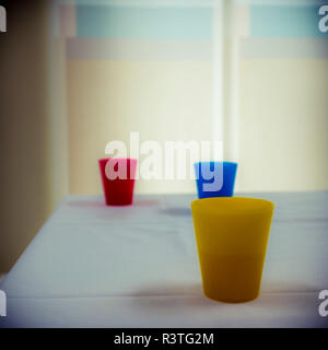 Still life of three plastic cups Stock Photo