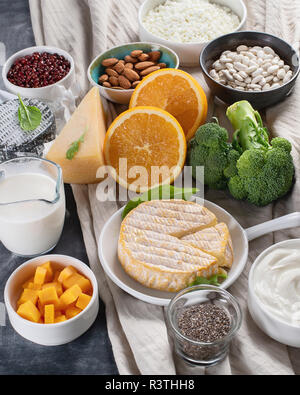Foods rich in calcium. Healthy food. Stock Photo