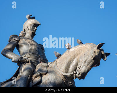 Plaza 9 de Julio, monument commemorating General Jose de Arenales Town of Salta, located in the foothills of the Andes. Argentina, South America. Stock Photo