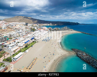 Beautiful aerial shot over Los Cristianos beach (Playa de las America), Canary Island Tenerife, Spain Stock Photo