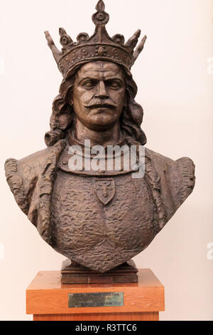 Bucharest, Romania. Palace of the Parliament. Bust of Stefan Cel Mare. Stock Photo