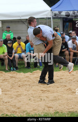 Traditional Swiss wrestling in Jakobsbad, Switzerland Stock Photo