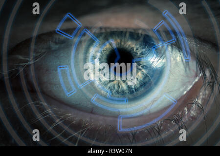 Eye viewing digital information. Conceptual image. Stock Photo
