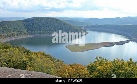 view of the edersee at low tide Stock Photo