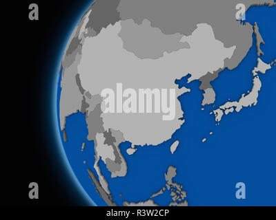 east Asia region on political Earth Stock Photo