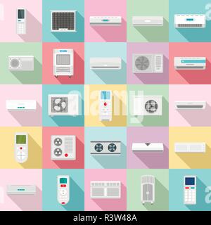 Conditioner air filter vent remote icons set. Flat illustration of 25 conditioner air filter vent remote vector icons for web Stock Vector