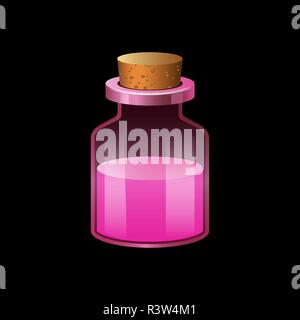 Pink glass flask icon. Cartoon of pink glass flask vector icon for web design isolated on white background Stock Vector