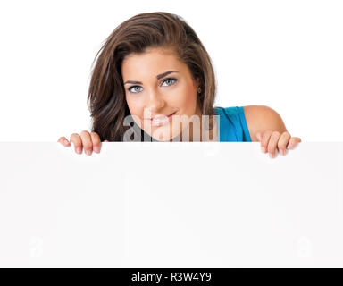 Teen girl with blank Stock Photo