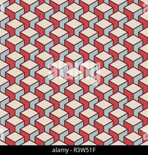 Isometric 3d retro cube pattern background Stock Photo