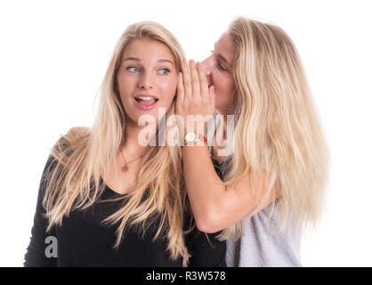 2 blond girlfriends blaspheme Stock Photo