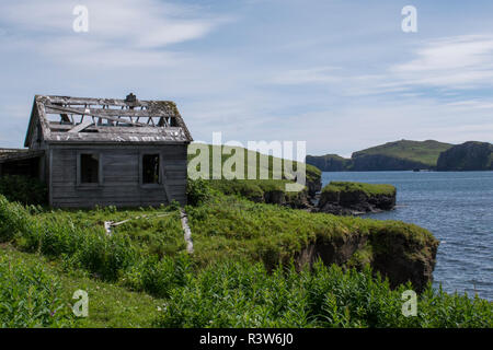 Alaska, Aleutian Islands, Unga Island, Unga Village, abandoned gold mining village. Stock Photo