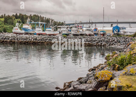 USA, Alaska, Kodiak, Pearson Cove. Dry dock for boat maintenance and repairs. Stock Photo