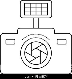 Photo camera icon. Outline photo camera vector icon for web design isolated on white background Stock Vector