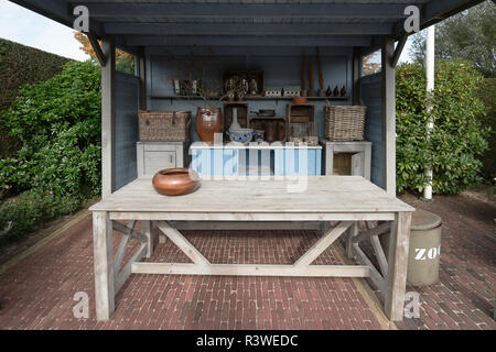 Appeltern, Netherlands, September 29, 2017: Gazebo filled with decorative elements in the park Stock Photo