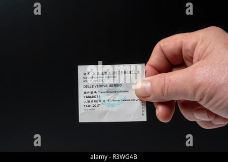 The Hong Kong visa ticket for visitors. Stock Photo