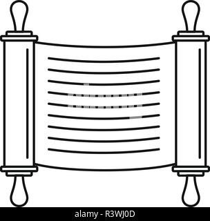Torah scroll icon. Outline illustration of torah scroll vector icon for web design isolated on white background Stock Vector