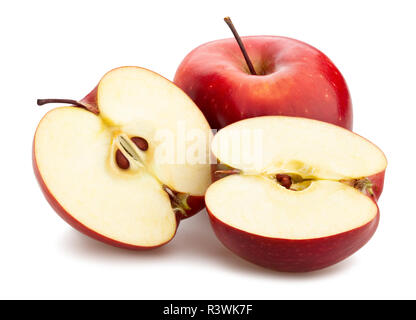 sliced red delicious apple path isolated Stock Photo
