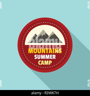 Mountains summer camp logo. Flat illustration of mountains summer camp vector logo for web design Stock Vector