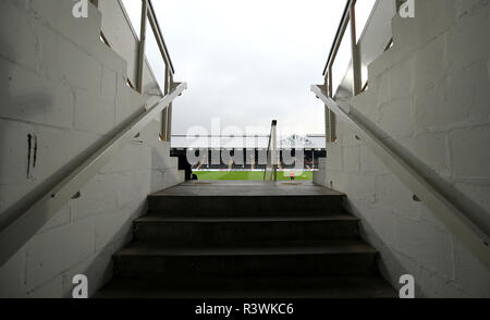 General view from inside the stadium before the Premier League match at Craven Cottage, London. PRESS ASSOCIATION Photo. Picture date: Saturday November 24, 2018. See PA story SOCCER Fulham. Photo credit should read: Steven Paston/PA Wire. RESTRICTIONS: No use with unauthorised audio, video, data, fixture lists, club/league logos or 'live' services. Online in-match use limited to 75 images, no video emulation. No use in betting, games or single club/league/player publications.