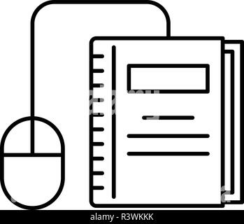 Click on book icon. Outline illustration of click on book vector icon for web design isolated on white background Stock Vector