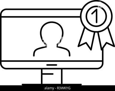 First conference person icon. Outline illustration of first conference person vector icon for web design isolated on white background Stock Vector