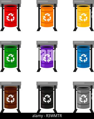 Colorful cartoon trash bins collection Stock Vector