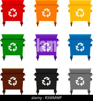 Colorful cartoon open dumpster collection Stock Vector