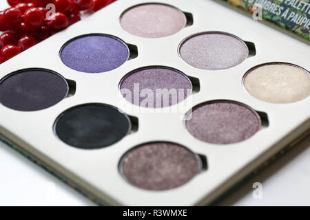 Eyeshadow Palette Purple Shades Close Up Stock Photo
