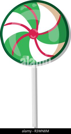 Cute cartoon spiral lollipop sweets isolated on white background. Swirl peppermint candy icon for web, greeting card design isolated on transparent ba Stock Vector