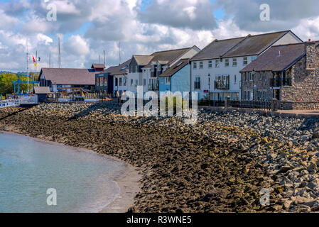 CONWY, UNITED KINGDOM - September 05: View of houses and waterfront buildings at Deganwy Marina in North Wales on September 05, 2018 in CONWY Stock Photo