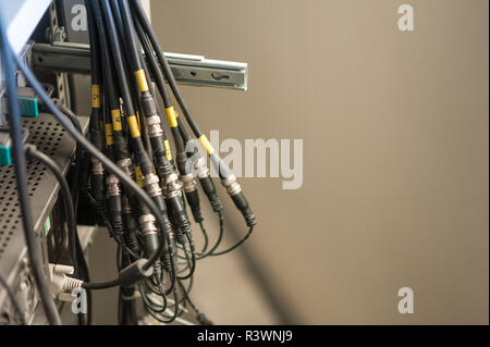 fiber optic with servers in a technology data center Stock Photo
